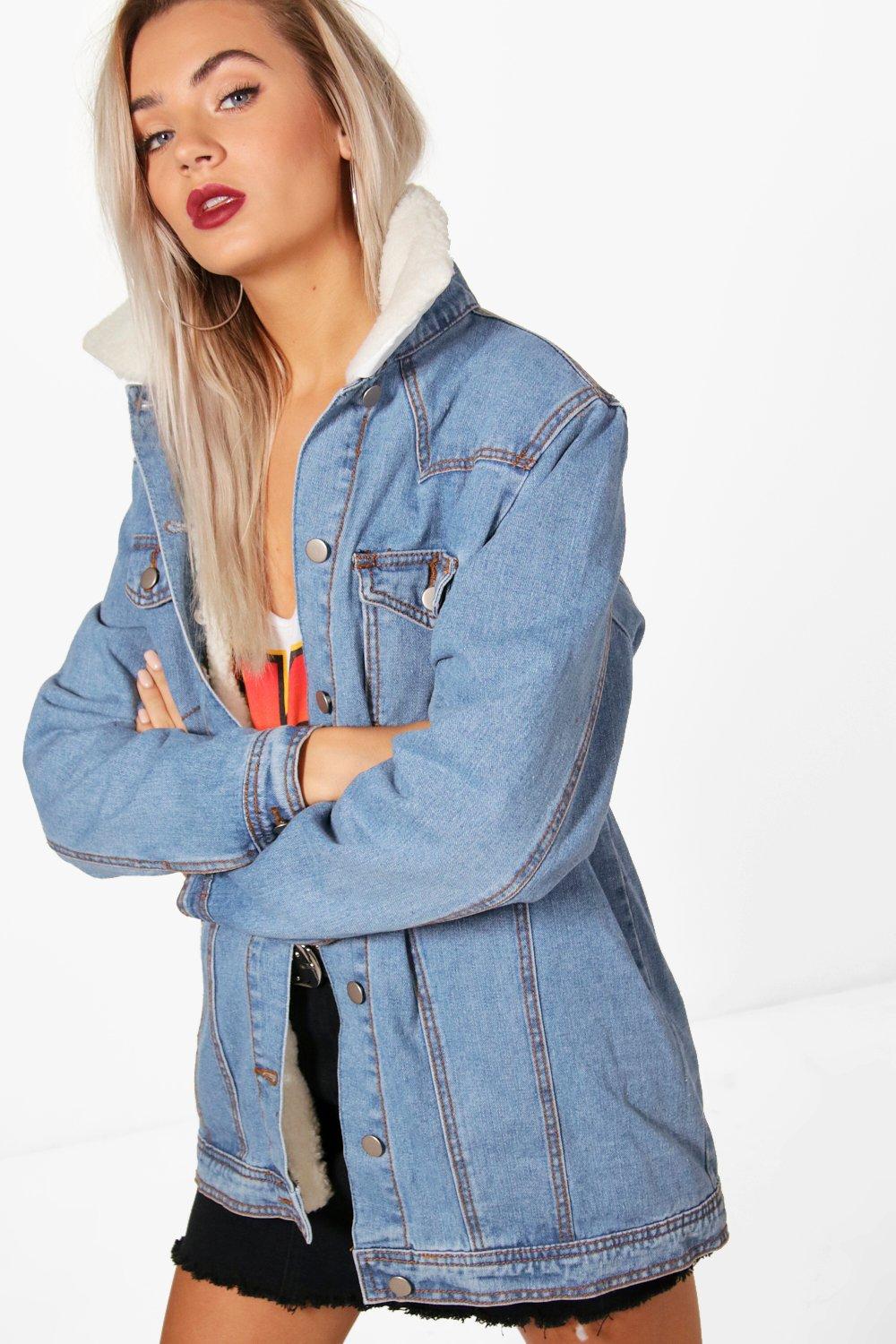Denim jacket borg collar clearance